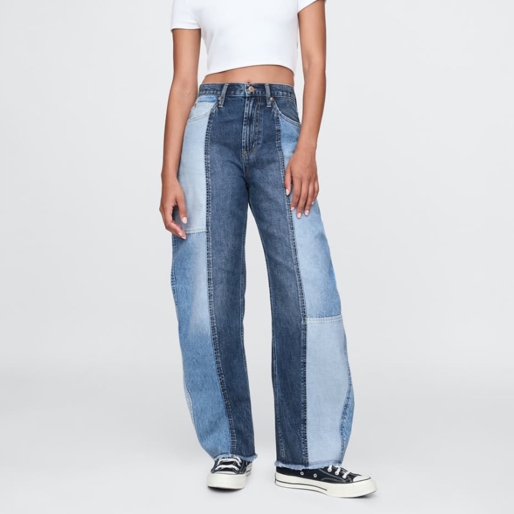 GAP Patchwork Barrel Jeans